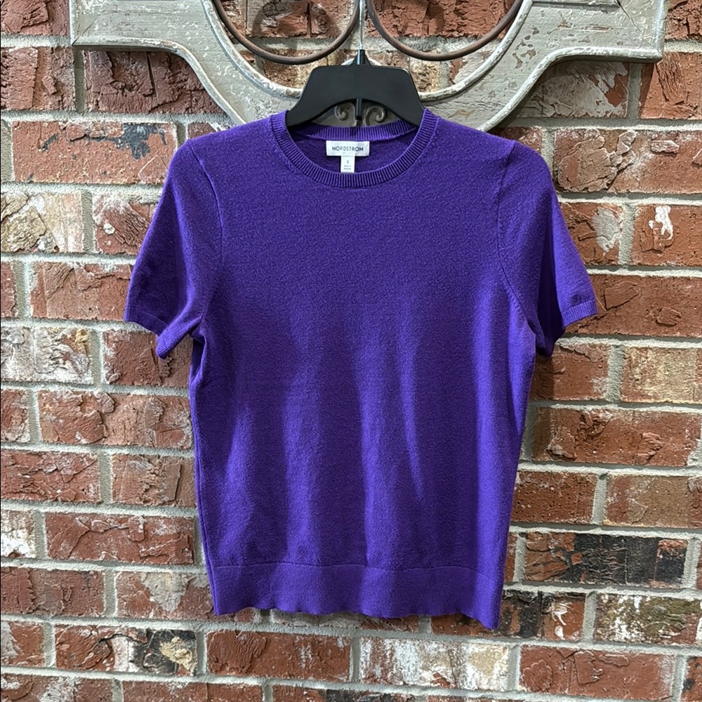 Nordstrom Purple Fitted Ribbed Short Sleeve Tee